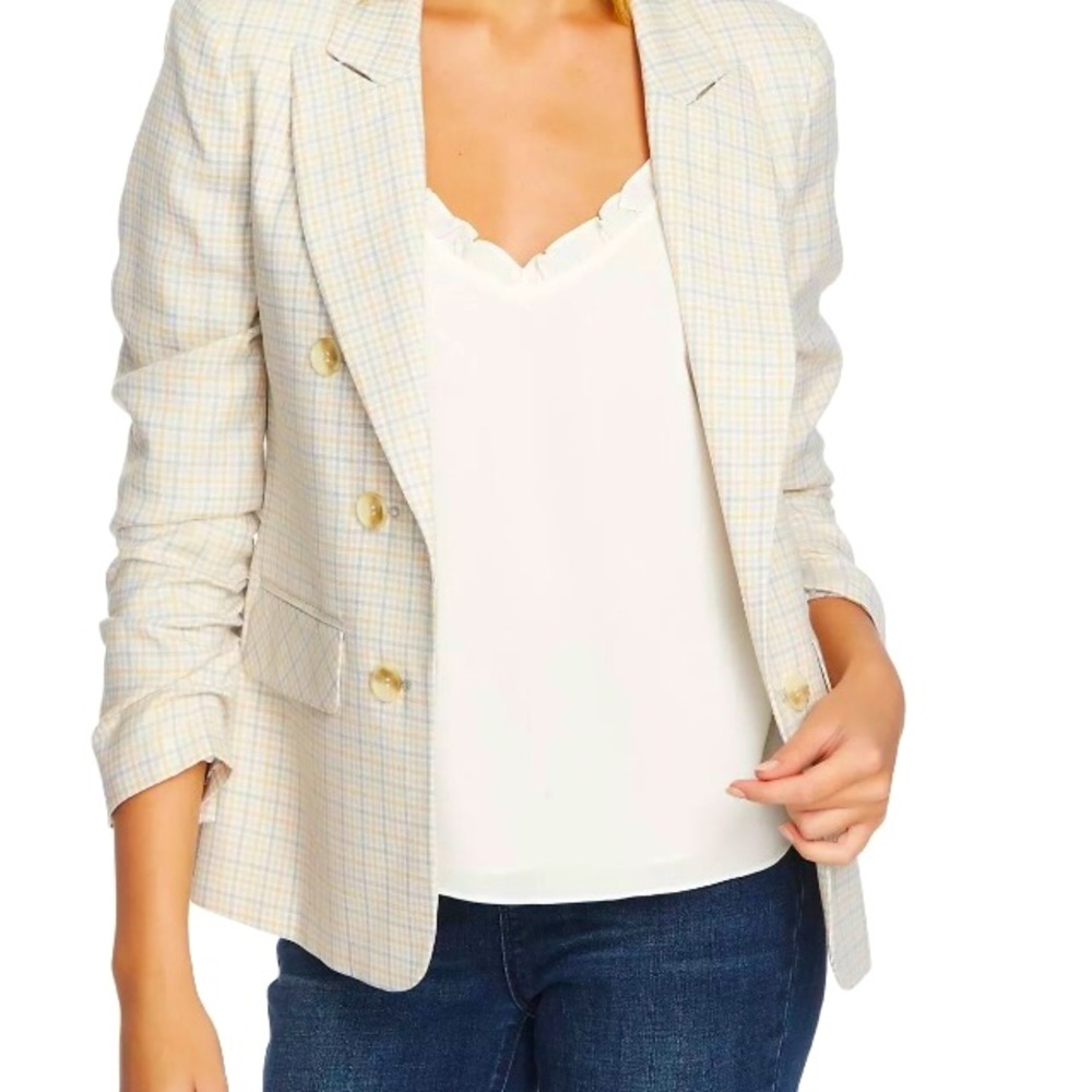 1. State Womens Blazer Grey Plaid
